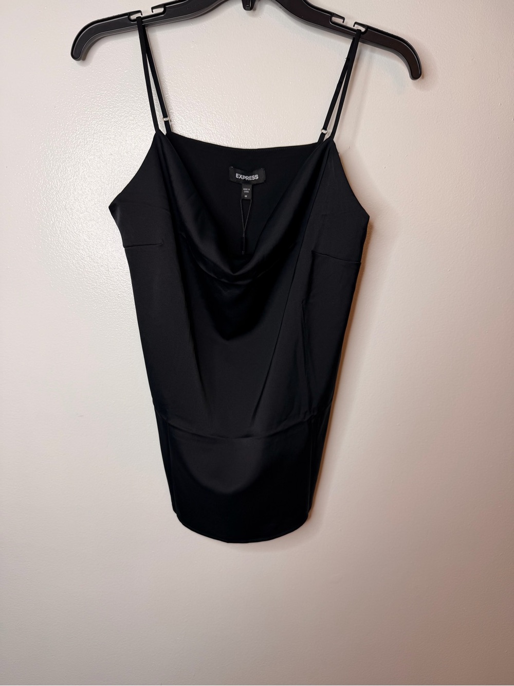 Express Black Satin Cowl Neck Camisole
